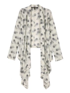 Winter Kate Silk Jasmine Bohemian Feather Print Kimono Cardigan